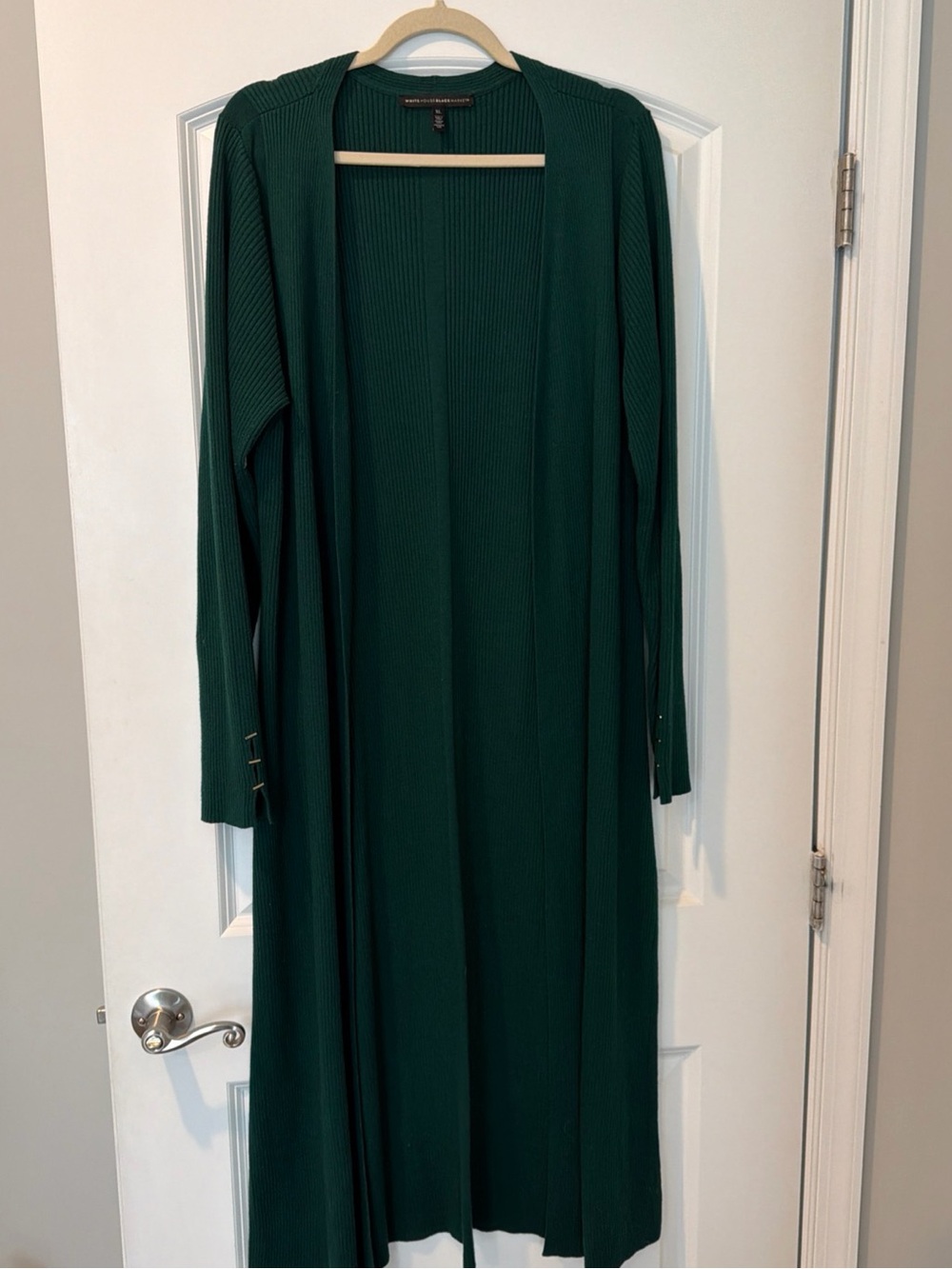 WHBM Forest Green Duster Maxi Cardigan